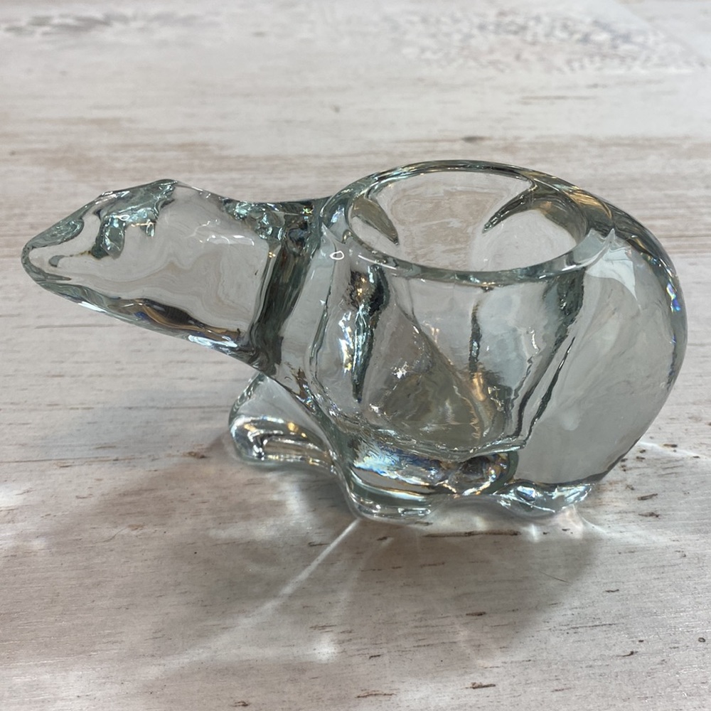 Indiana Glass Crystal Polar Bear Votive Holder